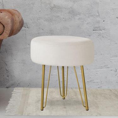 Imagem de Banquinho Tipo Puff Pé de Ferro Dourado - Trendy, Bege