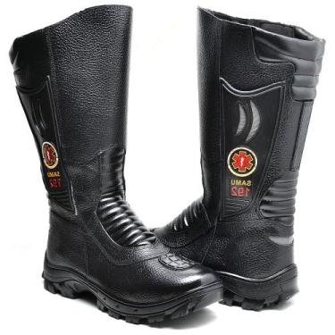 Imagem de Bota Coturno Samu Couro com Protetor de Marcha Motoqueiro - CMR Shoes,
