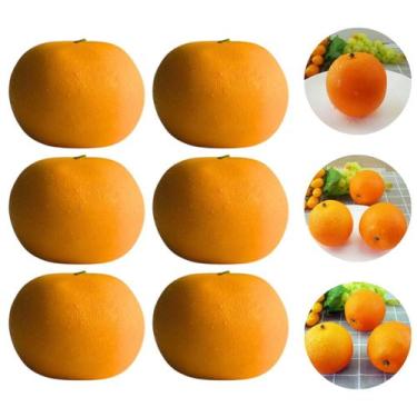 Imagem de Kit 6 Laranjas Decoração Fruta  Artificial Realista 7,7cm - Ami