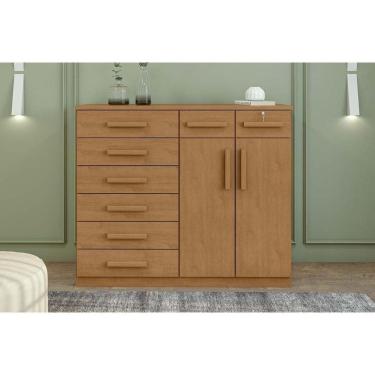 Imagem de Cômoda Solteiro Toronto New c/ 2 Portas e 8 Gavetas Rovere/Amêndoa - Lopas