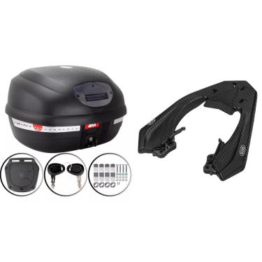 Imagem de BAÚ MOTO 33L MONOLOCK FUME E-33NT + BAGAGEIRO SCAM Cb 250 Twister 2018 2019 2020 21 2022