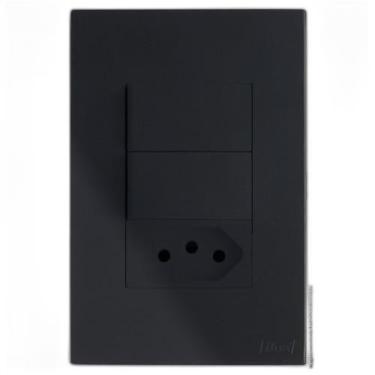 Imagem de Kit Interruptor Duplo Paralelo + Tomada 20A 4X2 Brs12271-8Bk - Blux Re