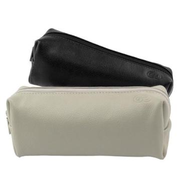 Imagem de Kit Com 2 Estojos Palermo Em Couro - Galvani, Bone com preto
