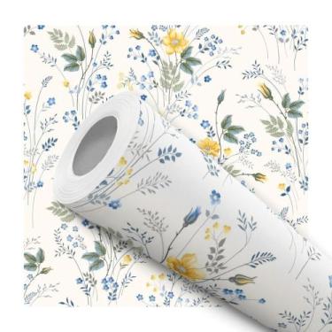 Imagem de Papel De Parede Adesivo Lavável pra Cozinha Floral Flores Tons Amarelo