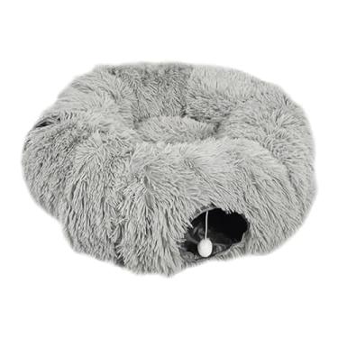 Imagem de Generic Gato de pelúcia túnel cama caverna casa de gato multifuncional gato playground brinquedo de pelúcia jogar caverna para esconder resto procurar jogar, Cinza
