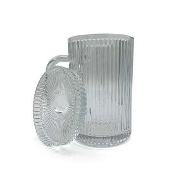Imagem de KOJO Canecas de café de vidro com alça e porta-copos de vidro, canecas de vidro transparente de 350 ml, perfeitas para cappuccino, latte, chá, expresso, bebidas quentes (transparente)