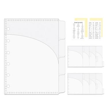 Imagem de Mogoostry Envelope de dinheiro A7 com 2 bolsos e abas divisórias de índice para fichário A7 de plástico transparente com 4 abas divisórias para fichários de orçamento de diário