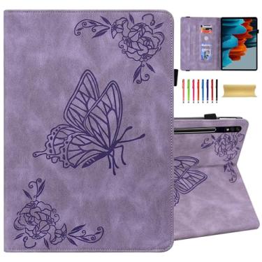 Imagem de Dteck Capa para Samsung Galaxy Tab S9 FE 27.7 cm/S9/S8/S7 27.9 cm, Padrão Borboleta Slim Stand Shell Slots para Cartões, Capa Carteira de Couro PU Capa Protetora à Prova de Choque com Suporte de Lápis