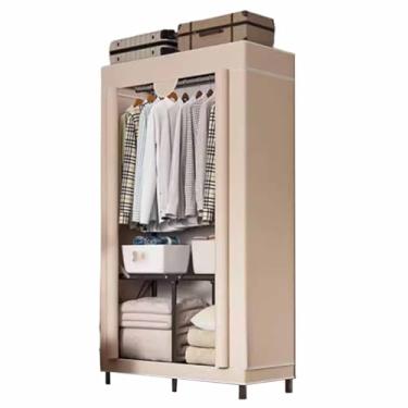 Imagem de Guarda-roupa Armário de guarda-roupa de 3,3 pés, estrutura de aço completa, guarda-roupa dobrável, dormitório único, pano oxford, armário de armazenamento de roupas, cor sólida armário