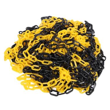 Imagem de Corrente de tráfego Vomeko, corrente de cone de tráfego, corrente de controle de tráfego, barreira de segurança de controle de pólo de cone, plástico de PVC para construções, uso (Black Yellow)