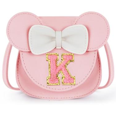 Imagem de URSKYTOUS Bolsa infantil presente para meninas pequenas orelhas de rato laço bolsa transversal rosa linda bolsa de ombro PU, K