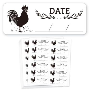Imagem de GOMAKERER 180 peças de adesivos de ovos de fazenda colocados em data de coleção, 1 x 2,6 polegadas (2,5 x 6,7 cm) etiquetas de caixa de ovo de galinha adesivos de PET adesivos de embalagem de ovos
