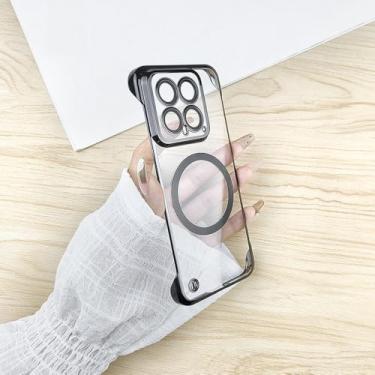 Imagem de Capa de celular transparente magnética sem moldura revestida para Xiaomi Mi 14 13 12S Ultra 12 Pro 12X 14U 14P Proteção de câmera, preta, para Xiaomi 14