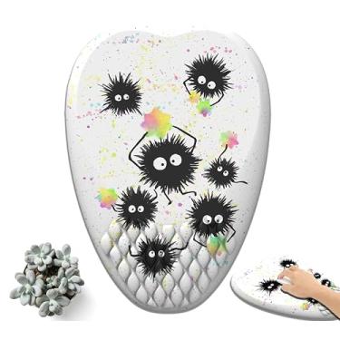 Imagem de Mouse pad preto inseto estrelas coloridas descanso de pulso com design em forma de coração branco anime mouse pads para jogos mousepad ergonômico com suporte de pulso, tecido de seda de leite de