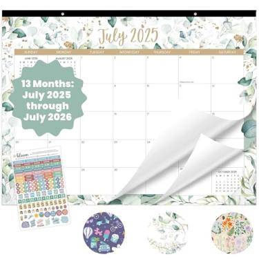 Imagem de bloom daily planners Calendário de mesa 2025-2026 - Calendário de parede grande do ano acadêmico (julho de 2025 a julho de 2026) - mesa de 53 x 40 cm ou agenda mensal suspensa com adesivos para casa