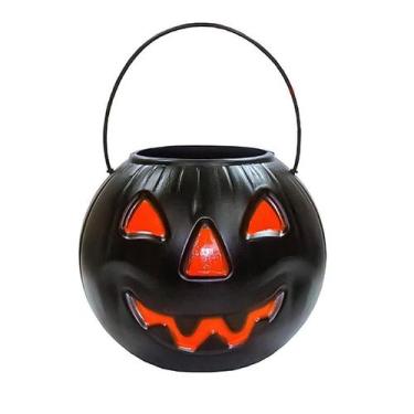 Imagem de Balde Abóbora 11cm Preto Decoração Halloween - 01 Unid - Silverfestas