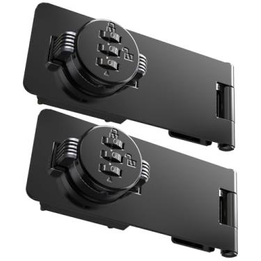 Imagem de Fechaduras de armário, trava de ferrolho com senha, fechaduras de armário com combinação, fechaduras de porta de segurança para portas pequenas, armários, porta de celeiro, cerca, banheiro (2 pacotes