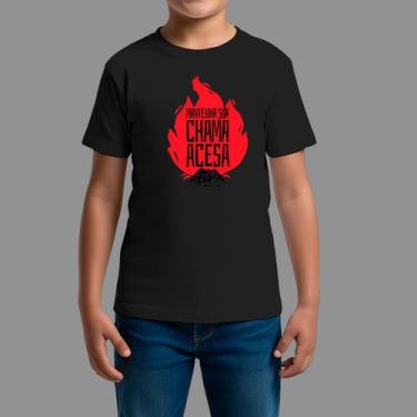 Imagem de Camisetas Infatil Básica Casual Confortável Gola Redonda Chama Acessa 