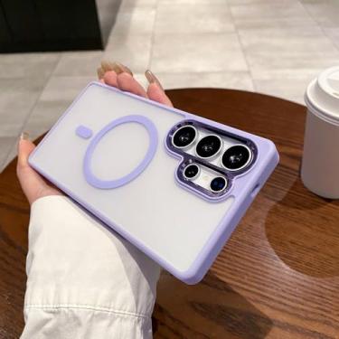 Imagem de Capa de luxo fina e fosca transparente para Samsung Galaxy S25Ultra S24 Ultra S24 S25 Plus Silicone Soft Frame Magnetic Cover,XY Purple,Para Galaxy S25 Plus