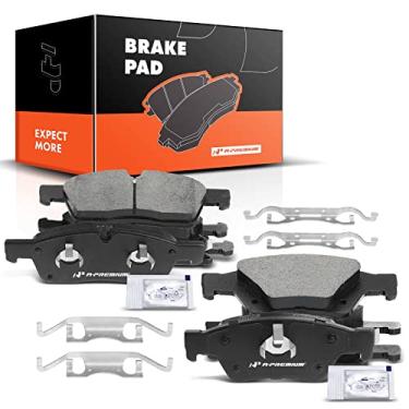 Imagem de A-Premium Conjunto de pastilhas de freio a disco de cerâmica dianteiras e traseiras compatível com modelos selecionados Dodge e Jeep - RDurango 2011-2020, Grand Cherokee 2011-2018, com ferragens, 8 peças