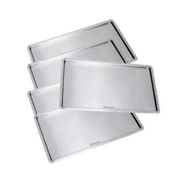 Imagem de Kit 5 Assadeiras Lisa 53,5x32,5 Alumínio Imeca Forno Combina