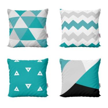 Imagem de Almofadas Decorativas Azul Turquesa Geométricas Para Sofá 40x40 - Nova