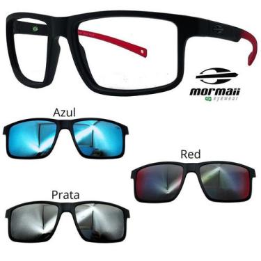 Imagem de Oculos Mormaii Swap 5 6127 A85 Preto Red Com 3 Clipons, Azul, Prata, R