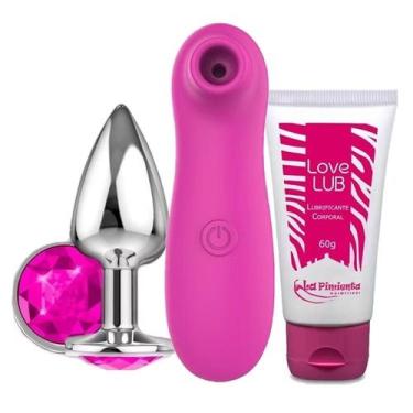 Imagem de Kit Sexshop Brinquedos Eróticos Sugador de Clitóris Plug Anal Lubrific
