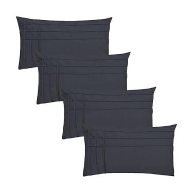 Imagem de Díspar Design, Kit 4 Capas para Almofada Drapeada Line T Retangular em Veludo Cor:Cinza Chumbo