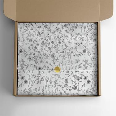 Imagem de Papel Seda Premium Estampa Floral 35x50cm - 100 Folhas para Presentes e Embalagens Elegantes com Acabamento Sofisticado (Preta)