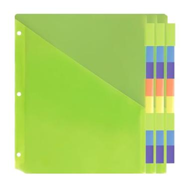 Imagem de Darice Divisórias de plástico com 8 abas 24 unidades - divisórias de fichário com bolsos frontais e abas - divisória de plástico multicolorida para fichário de 3 argolas - organização de arq