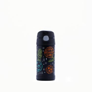 Imagem de Garrafa Térmica Infantil Funtainer Astronauta Preta Thermos - 355ml