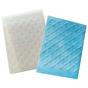 Imagem de Arbuya Pastas de plástico quadriculado em relevo para fazer cartões, corrente de diamante, quadrado, scrapbooking, modelo de plástico, álbum de fotos, papel de cartão, feito à mão, faça você mesmo