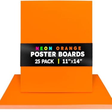 Imagem de Hygloss Quadro de pôster neon - papel de cartolina dupla face laranja fluorescente - 28 x 35 cm, 25 folhas - ideal para placas, artesanato, projetos