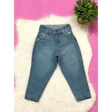 Imagem de Calça jeans infantil Menina premium Modelo Mom com elástico interno na