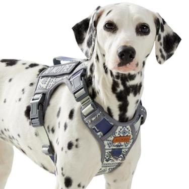 Imagem de Peitoral tático resistente para cães grandes, pastor alemão Labrador Golden Retriever, colete acolchoado macio ajustável, colete Oxford respirável para animais de estimação com alça de fácil controle,