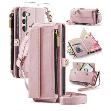 Imagem de Capa de celular para Samsung Galaxy S23 Plus S23+ 5G capa carteira com zíper com protetor de tela e alça transversal flip suporte para cartão celular S23plus 23S + S 23 23+ SM-S916U 16.8 cm feminino