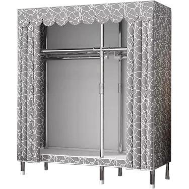 Imagem de Guarda-roupa De Lona Portátil, Organizador De Armazenamento De Armário De Roupas Grande Com Trilho De Suspensão, Prateleiras, Capa De Tecido, Para Quarto, Sala De Estar, B-125x45x170cm