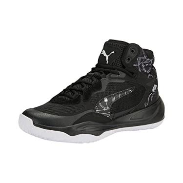 Imagem de PUMA Tênis masculino Playmaker Pro Mid Basketball, Preto/branco, 37