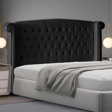 Imagem de Cabeceira De Cama Toquio King 195 Cm Suede Preto Do Lar Móveis E Decoração
