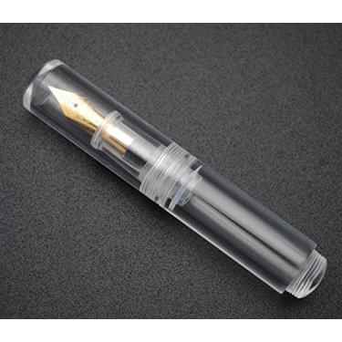 Imagem de czxwyst Wancai Mini Caneta-tinteiro transparente tamanho bolso ponta fina 0,5 mm (transparente e brilhante)