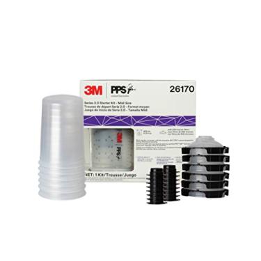 Imagem de 3M Kit inicial do sistema de pistola de pintura PPS 2.0 26170, 13,5 g, filtro de 200 mícrons, uso para carros, móveis, casa e mais, 1 copo, 6 tampas e forros descartáveis, 16 plugues de vedação
