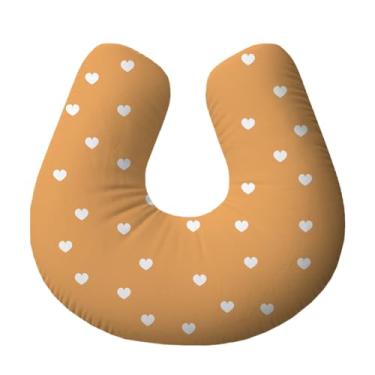 Imagem de Almofada de Amamentação Ergonômica para Bebê e Mamãe Antialérgica | Suporte para Amamentar com Conforto – Coração Póa Laranja