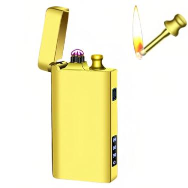 Imagem de NINSI Isqueiro elétrico, isqueiro de arco duplo recarregável USB-C e correspondência permanente 2 em 1 com lanterna, chama suave de querosene, equipamento de sobrevivência ao ar livre, para homens e