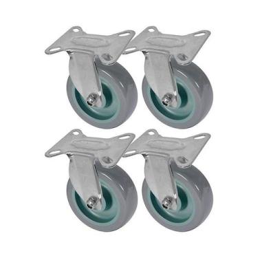 Imagem de Kit 4 un roda rodízio fixo pvc bp 2 polegada 50mm - AJAX