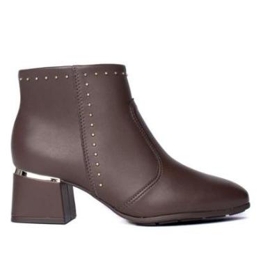 Imagem de Bota Feminina Modare de Salto Bloco em Napa Marrom Escuro-Feminino