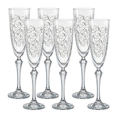 Imagem de Jogo de 6 Taças para champanhe Elizabeth deada em cristal ecológico 200ml A25cm