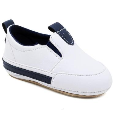 Imagem de Sapato Tênis Bebe Baby Meninia Confort Primeiro Passo Branco Azul