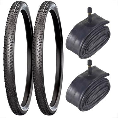 Imagem de PAR PNEU BICICLETA BIKE aro 26 X 1.95 levorin EXCESS EX PR + 2 CAMARAS BICO GROSSO