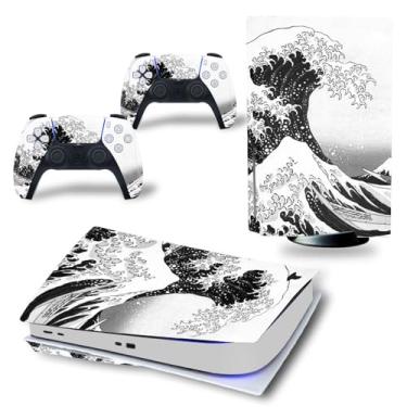 Imagem de Skin Sticker for PS5 Disc Edition Console and Controllers, Protective Vinyl Decal Cover Wrap for PlayStation 5 (White)